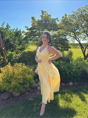 Sunshine Halter Midi Dress in Yellow - Women